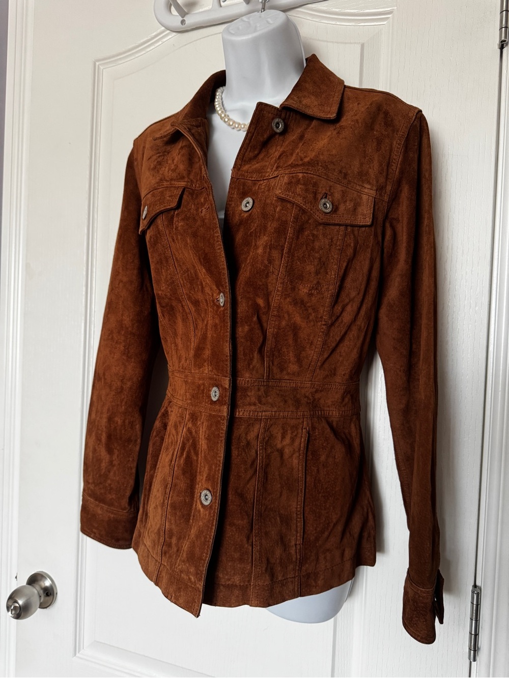 Eddie Bauer Brown Suede Button-Front Jacket
